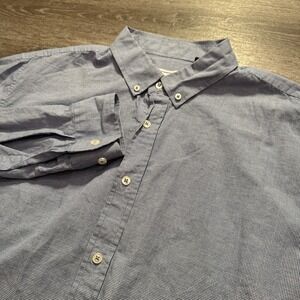 Five Four Shirt Mens XL Blue Blue 100% Cotton Button Down Long Sleeve Preppy